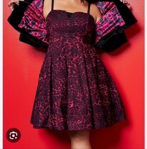 Fit-and-Flare Dress in Black & Deep Pink